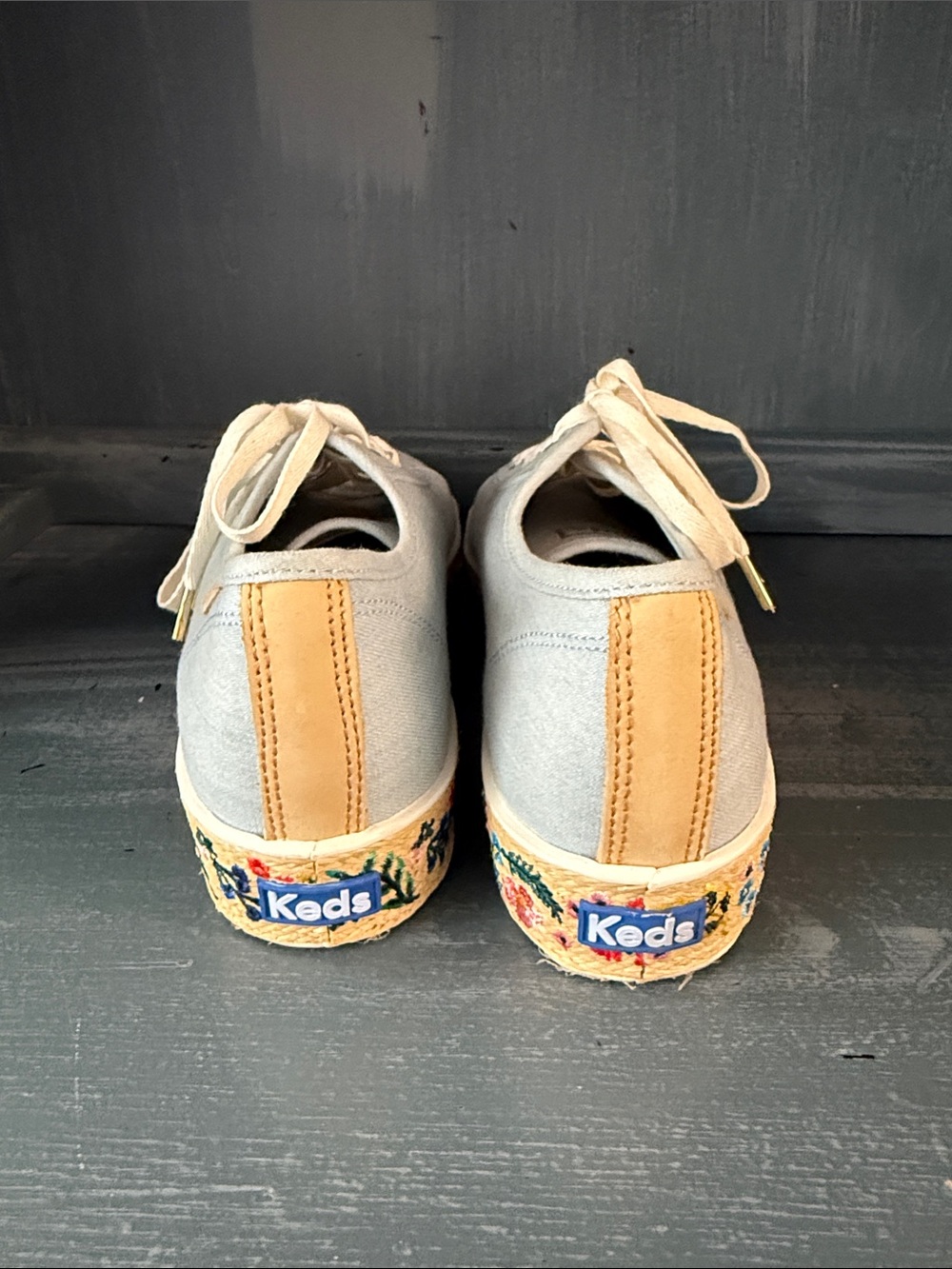 Keds Triple Kick Natural Platform Embroidered Espadrille Sneakers - Picture 7 of 9